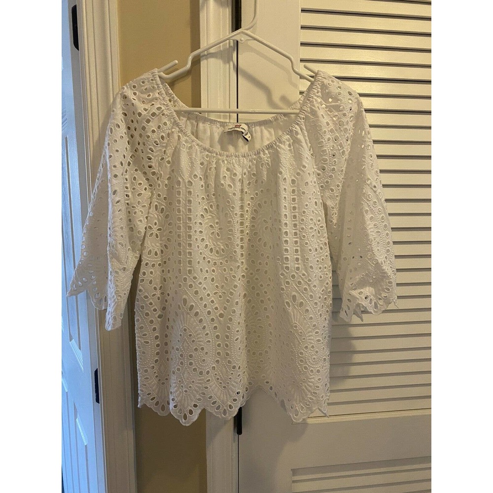 Vineyard Vines Women White Eyelet Blouse S